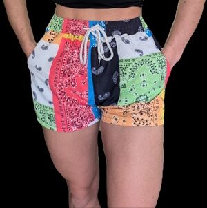 Multicolor Bandana Print Shorts